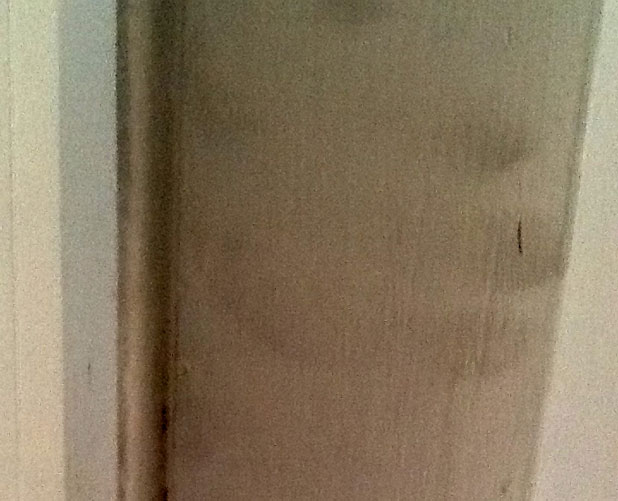 Child-sized fingerprints on doorway where no child lives.